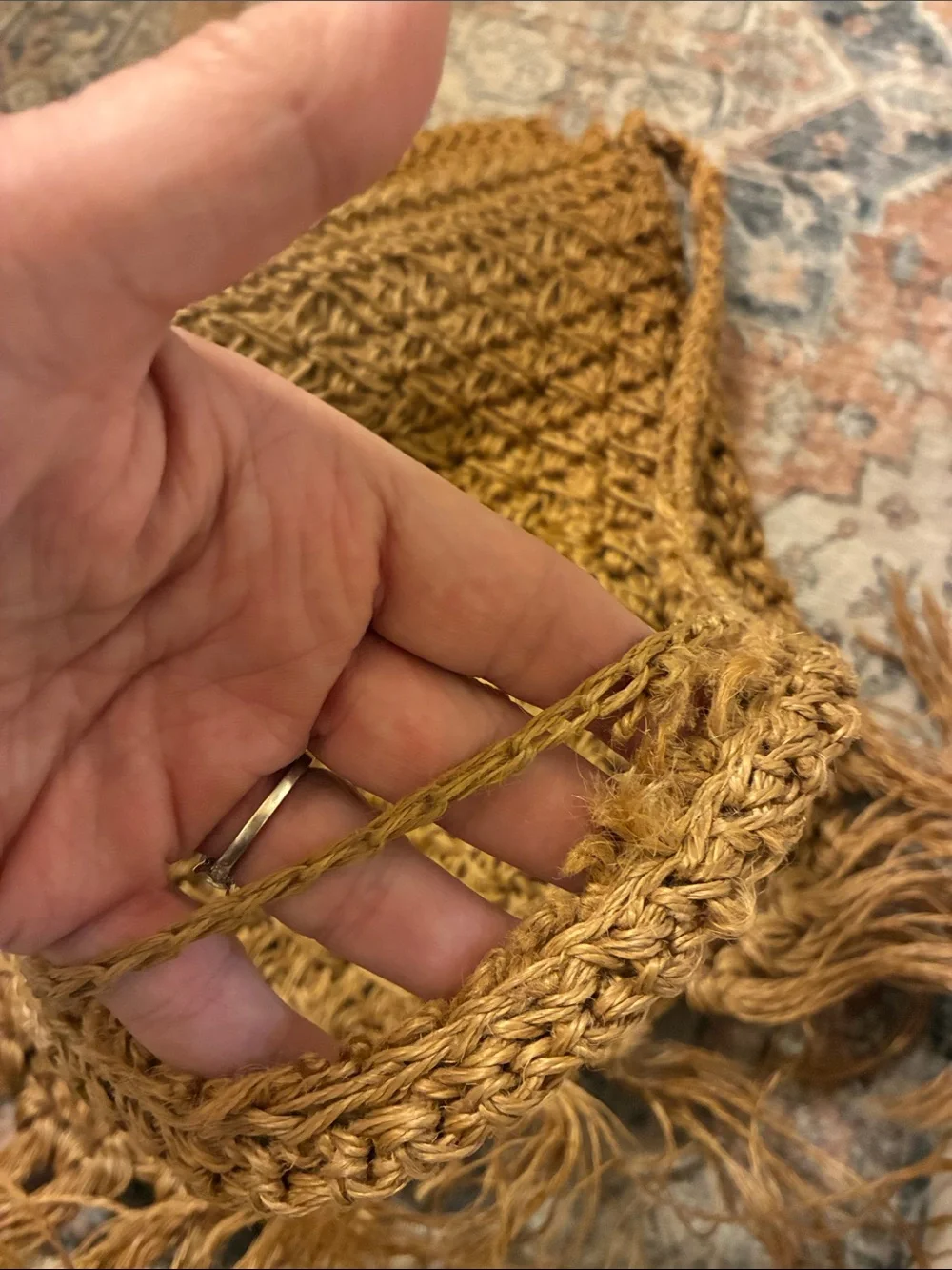 Boho‎ Mustard Crochet Fringe Crossbody Bag